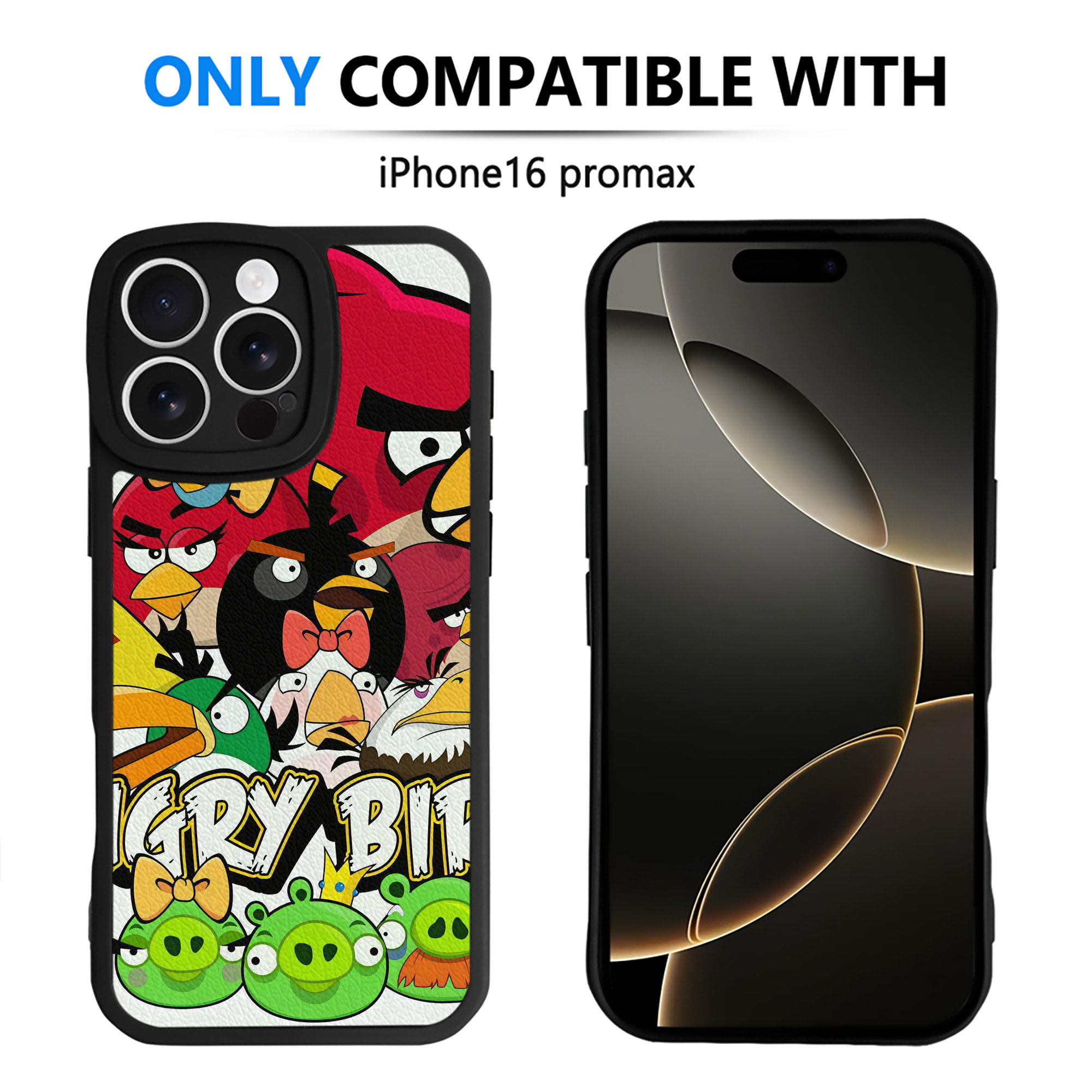 （画像用） Angry Birds アングリーバード 【iPhone 16シリーズ対応】シリコンスマホケース（レザー調） 材質：シリコン